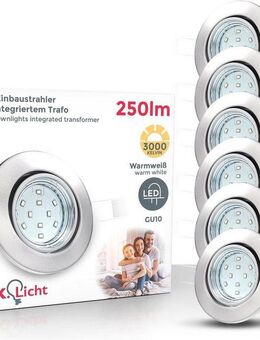B.K.Licht LED Einbauleuchte Hila, Leuchtmittel wechselbar, Warmweiß, LED Einbaustrahler schwenkbar inkl. 3W 250 Lumen GU10 3.000K 6er SET
