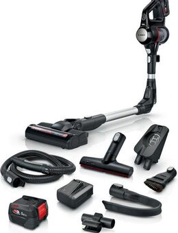 BOSCH Akku-Stielstaubsauger Unlimited 7 BSS715FRSH, Knickrohr, Hygiene-Filter, 10 J. Motorgarantie, beutellos, 2x 5 Ah Akku, lange Laufzeit, Schnellladegerät, viel Zubehör