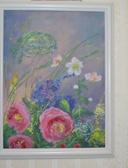 Leinwand,Wandbild,Abstrakte Wiese Blumen - Celle