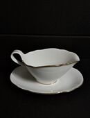 Sauciere mit Teller einteilig J. Kronester Bavaria Golddekor Wellenrand Soßenschale Soßenschüssel in 90427