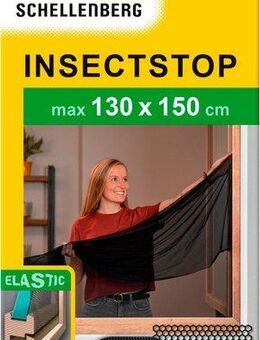 SCHELLENBERG Fliegengitter-Gewebe Elastic ohne bohren, (Set, 1-St), elastischer Insektenschutz für Fenster, 130 x 150 cm, anthrazit, weiß
