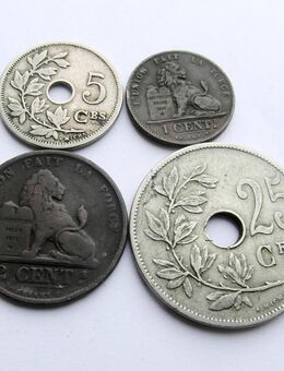 Belgien Münzen 1, 2, 5, 25 Centimes 1870, 1905,1907,1908 - Aachen