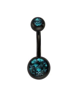 Zeeme Bauchnabelpiercing 316L Chirurgenstahl schwarz Kristall blau
