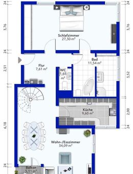Helle 3,5 Zimmer-Wohnung mit großer Dachterrasse, Balkon und Garage in Schwieberdingen - Schwieberdingen