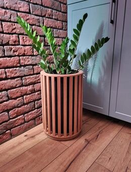 Handmade Blumentopf aus Eichenlamellen quadratisch 2in1 LED Beleuchtung 48cm Pflanzen - Wuppertal