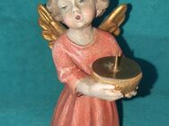 Engel mit Kerzenhalter, Lindenholz, geschnitzt, 15 cm hoch, guter - Eisenberg (Bayern)