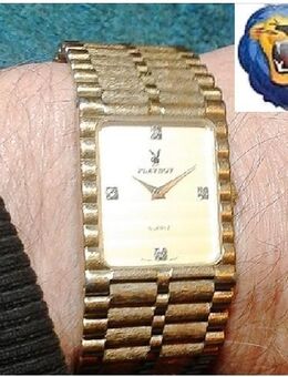 PLAYBOY – Armband-Uhr – 80er, vergoldet, mit 4 echten Diamanten - Wolgast