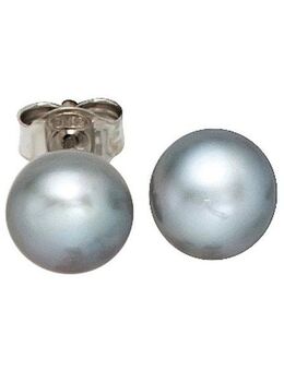 JOBO Perlenohrringe Ohrstecker mit grauen Perlen 7 mm, 925 Silber mit Süßwasser-Zuchtperlen