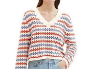 TOM TAILOR Denim Strickpullover in Streifen-Optik und mit V-Ausschnitt