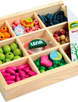 Lena® Kreativset Holzperlen Holzkassette, mittel