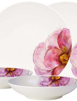 Villeroy & Boch Geschirr-Set Rose Garden (4-tlg), 2 Personen, Fine China-Porzellan, Made in Germany, Fine China Porzellan