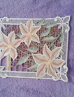 Fensterbild "Clematis Rosa" echt Plauener Spitze - Chemnitz
