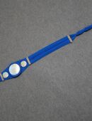 Gürtel aus blauen Bändern mit großen Perlmutt-Muscheln Unikat in 63322