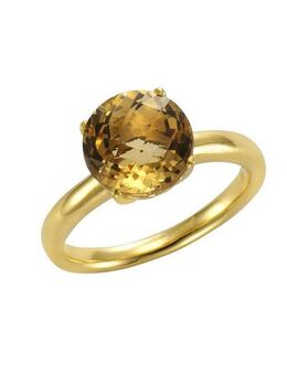 Jamelli Fingerring Silber 925 vergoldet mit echtem Citrin 10mm