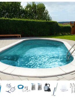my POOL BWT Ovalpool PREMIUM mit grauer Innenfolie (Komplett-Set, 10-tlg), Höhe 150 cm, in verschiedenen Größen