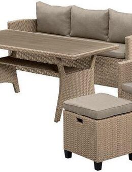 KONIFERA Gartenlounge-Set Amsterdam, (Set, 16-tlg., 1x 3er Sofa, 1x 2 Sessel, 2x Hocker, 1xTisch 144,5x74x67cm,Polyrattan), Stahl, Ablagefläche unter dem Tisch, Loungeset