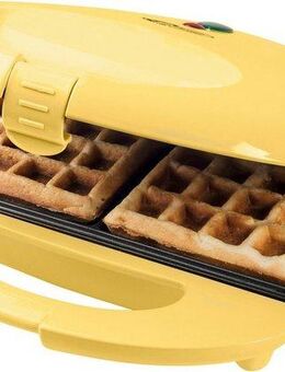 bestron Waffeleisen ASW401V Brüsseler Waffeleisen im Retro Design, 700 W, mit Antihaftbeschichtung & Backampel, Gelb