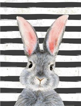 queence Metallbild Bunny, Hase (1 St), Hase, Blechschild, Stahlschild, gestreift
