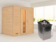 Karibu Sauna "Sonja" mit Energiespartür 2 Ofen 9 kW integr. Strg, BxTxH: 196 x 146 x 198 cm, 38 mm