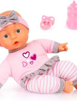 Bayer Babypuppe Puppe, 30 cm rosa/grau (3-tlg)