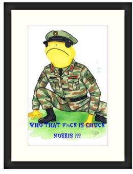 Van Stegi inspiret durch David Shirley Zeichnung chuck Norris 40x30 Signiert - Düsseldorf