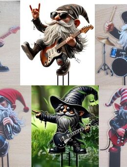 6 Deko-Zwerge für den Garten o. Topfpflanzen, Acryl, 2D, im Set - Darmstadt