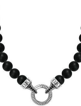 THOMAS SABO Kette ohne Anhänger Bead Necklace Obsidian, Beadskette, KE2323-705-11-L60, mit Zirkonia (synth), Obsidian