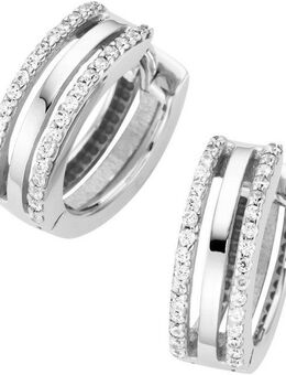 Firetti Paar Creolen Schmuck Geschenk Gold 375 Ohrschmuck Ohrringe Klappcreolen, mit Zirkonia (synth)