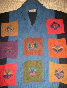 NEU * Ausgefallen * Original VINTAGE * Herren oder Damen * Unisex * Norweger * Woll * Strick * Pullover "Monello" Gr. 48- 52/ M- L * blau * bunt * - Riedlingen