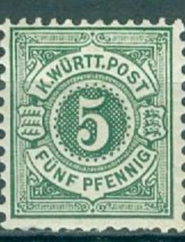 Deutsche Staaten Württemberg Nr. 56 postfrisch mit Falz - Porta Westfalica Zentrum