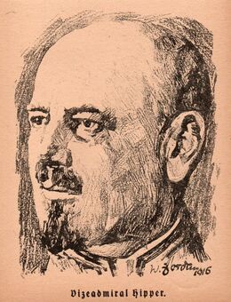 Grafik ,Portrait , Vizeadmiral Hipper , Wilhelm Jordan 1916 , Marine , M58 - Görlitz