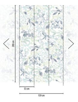 A.S. Création Fototapete Aquarell Dreams Blumen-Tapete Mustertapete Blätter Blumen, strukturiert, matt, (1 St), Vliestapete Landhaus für Schlafzimmer Küche Wohnzimmer Blumen Design