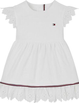 Tommy Hilfiger Sommerkleid BRODERIE ANGLAISE DRESS SS mit Logo-Kontrastband, mit Logostickerei