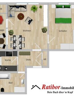 Gut vermietete 2 Zimmer-Mansardenwohnung mit Loggia und Stellplatz in ruhiger Wohnlage RH-Nord - Roth (Bayern)