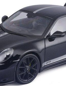 Maisto® Sammlerauto 1:18 Porsche 911 GT3, ´23, schwarz mit Streifen, Maßstab 1:18