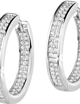 Firetti Paar Creolen Schmuck Geschenk Silber 925 Ohrschmuck Ohrringe, Made in Germany - mit Zirkonia (synth)