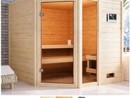 welltime Sauna Tally, BxTxH: 196 x 196 x 187 cm, 38 mm, 9-kW-Ofen mit ext. Steuerung