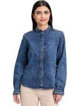 Cartoon Jeansbluse Damen mit Rüschen