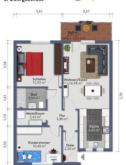 Top Lage - Erstbezug nach Sanierung 3 Zimmer Wohnung mit herrlichem Ausblick im 6. Obergeschoss mit Aufzug & Tiefgarage - Nürnberg