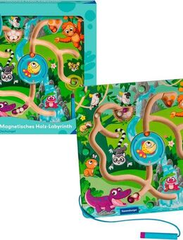 Ravensburger Spiel Play+ Magnetisches Holz-Labyrinth: Dschungel, Kinderspiel, Made in Europe