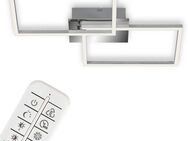 Briloner Leuchten LED Deckenleuchte 3149018 FRAME, CCT - über Fernbedienung, Nachtlichtfunktion, Timerfunktion, LED fest integriert, Kaltweiß, Neutralweiß, Tageslichtweiß, Warmweiß, Deckenlampe, 50x38,8x7,8cm, Chrom, 30W, Wohnzimmer, Schlafzimmer
