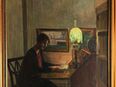 Öl-Gemälde POUL FRIIS NYEBOE (1860), Interieur mit lesender Frau bei grüner Lampe!! in 10779