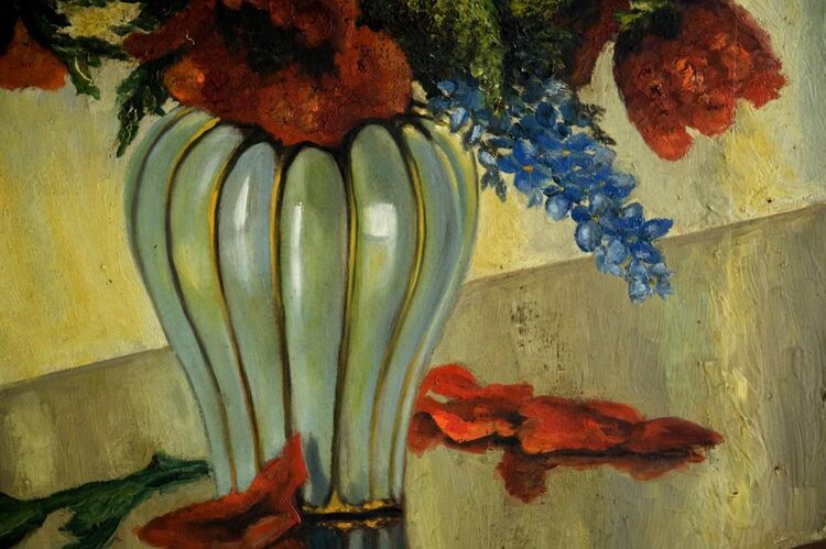 Neusachl. Ölgemälde um 1920, signiert, MOHN IN KERAMIKVASE! - Berlin
