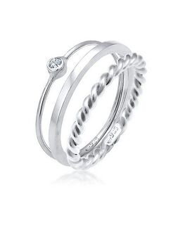 Elli Solitärring Ring-Set mit 925 Silber, mit Kristallen von Swarovski®