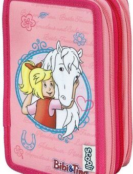 Scooli Federmäppchen Tripledecker, Bibi & Tina, befüllt, inklusive Geodreieck