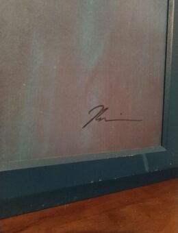 Gemälde „Die blaue Frau” Portrait mit Unterschrift - Hamburg Wandsbek