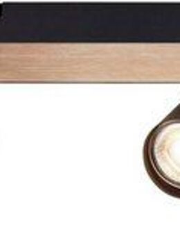 Brilliant Deckenstrahler Jello Wood, LED wechselbar, Warmweiß, Spotbalken schwenkbar, 15x60x8 cm, 4 x GU10, 345lm, 3000K, Metall/Holz