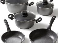 STONELINE Topf-Set, Aluminium (Set, 5-tlg., Bratentopf 20 cm, Kochtopf 20 cm, Kasserolle 18 cm, Pfanne 20/24 cm), Induktion