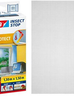 tesa Insektenschutz-Fensterrahmen Insect Stop Comfort SUN Protect Fliegengitter für Fenster - 1.3m:1.5m, (Packung, 1-St., Fliegennetz, Klettband), Insektenschutzgitter mit Sonnenschutz - ohne Bohren - schwarz