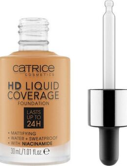 Catrice Foundation HD Liquid Coverage Foundation, Flüssig, mattierend, softe Textur, hohe Deckkraft, wasserfest.